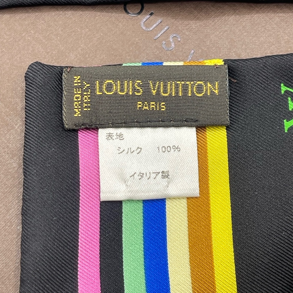 Louis Vuitton x Takashi Murakami Multicolor Noir Bandeau Neckerchief Scarf Wrap - Picture 9 of 15